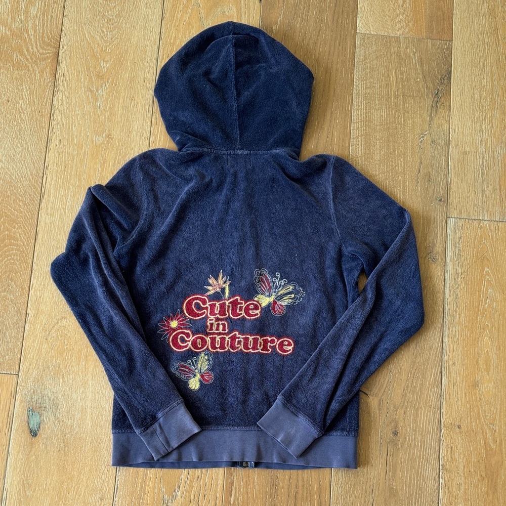 Vintage Juicy Couture Y2K “Cute in Couture” Terry Zip Hoodie Size L
